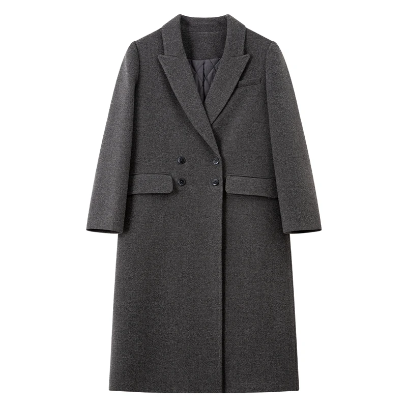 VIMLY Women Winter Coats 2025 Fashion Double Breastedpadding Cotton Mid Length Thick Coats High Quality Women's Clothing A3225