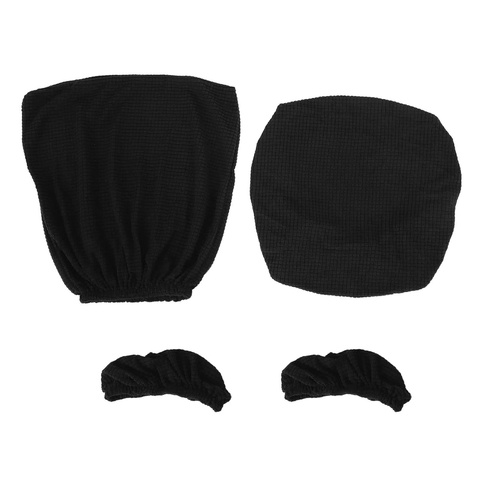 1Set Office Chair Covers Kit Stretchable Seat Backrest Armrest Slipcovers Washable Office Desk Chair Protector Black
