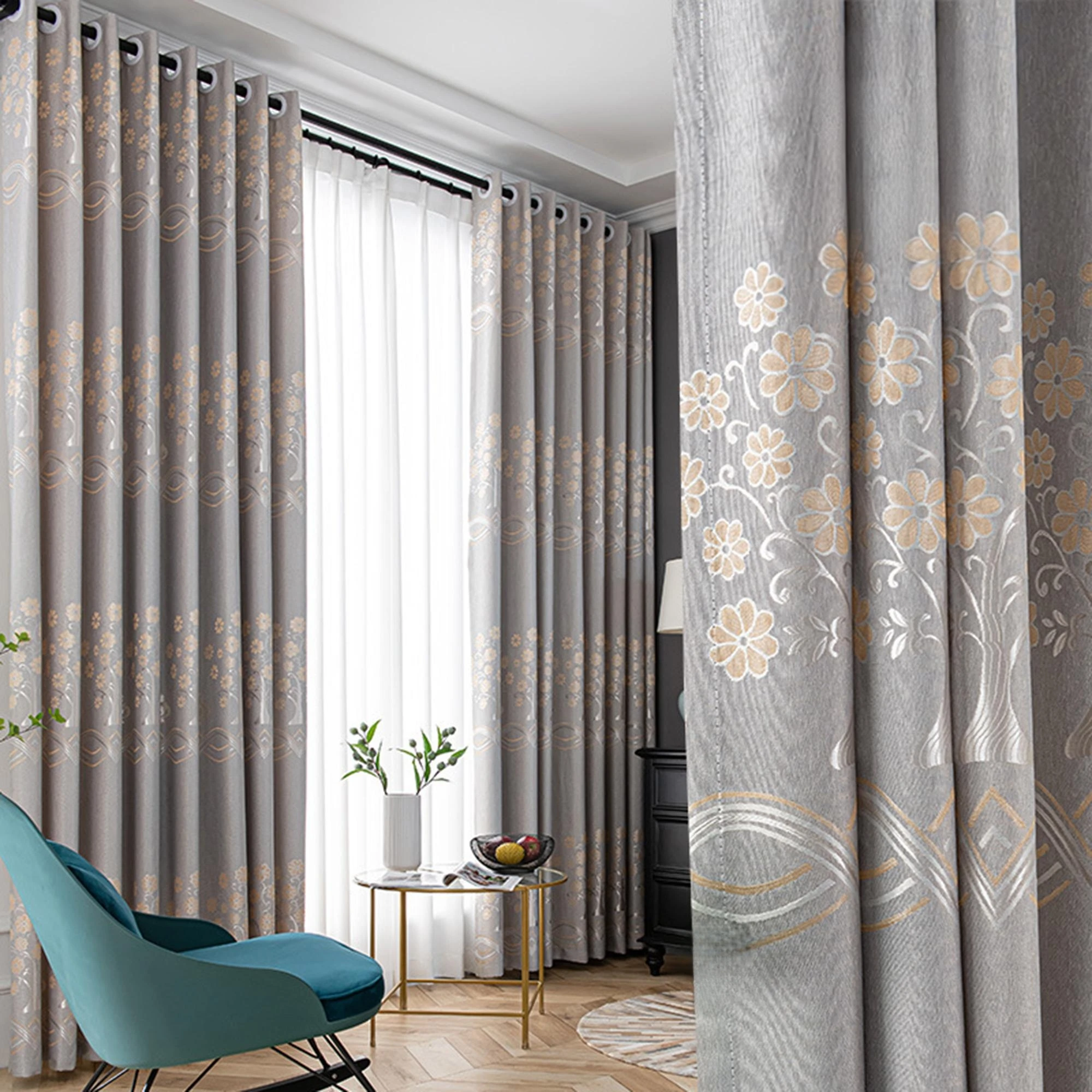 1pc Luxury Jacquard Thick Blackout Curtain, Heavy Weight Soft Velvet Touch for Living Room Bedroom Multiple Colors Available