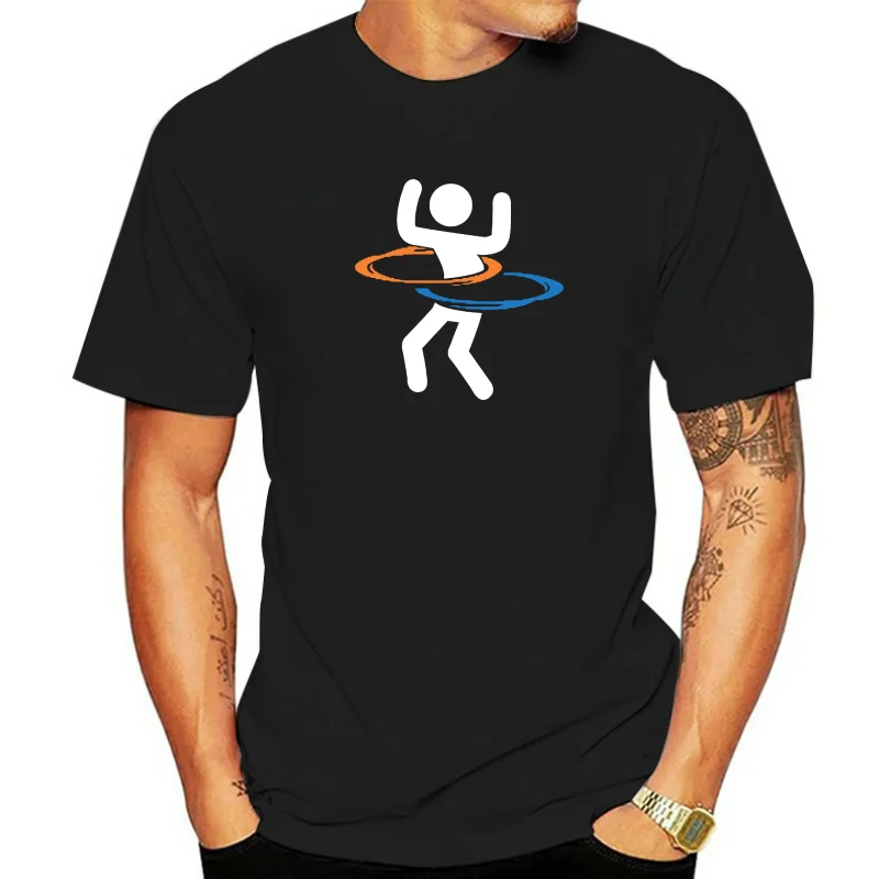 Portal T-Shirt Hula Hooping With Portals MENS The Cake Is a Lie PC Glados  100% cotton tee shirt  tops wholesale tee