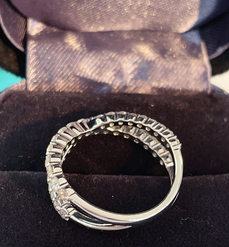 LUOWEND-Anillo de platino 900 con forma de cruz de lujo, anillo de compromiso de diamante Natural Real de 1,0 quilates para mujer, joyería de boda alta