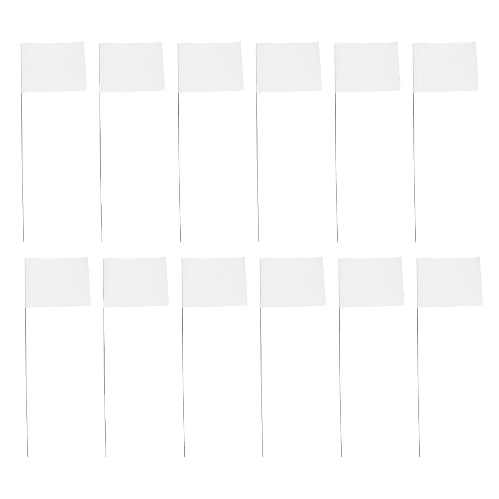 60Pcs White Marker Flags Yard Wire Stakes Landscape Sprinkler Irrigation Lawn Garden Markers Easy Install Removable