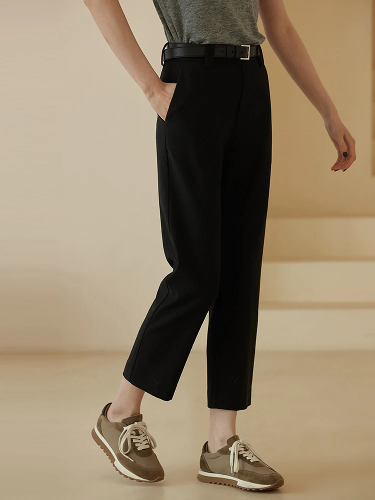 High Waist Slimming Commute Trousers Haikis Silk Wool Precision Spun Suit Material Nine Point Cone Shape Pants for Women