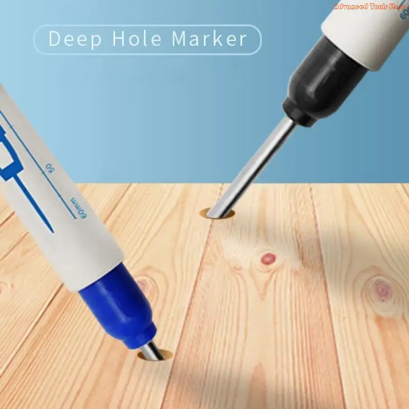 Deep Hole Marker Pen 30mm Long Tip Marker Pen Permanent Marker Black Blue Red for Rock Bathroom Carpentry Decoration W91B