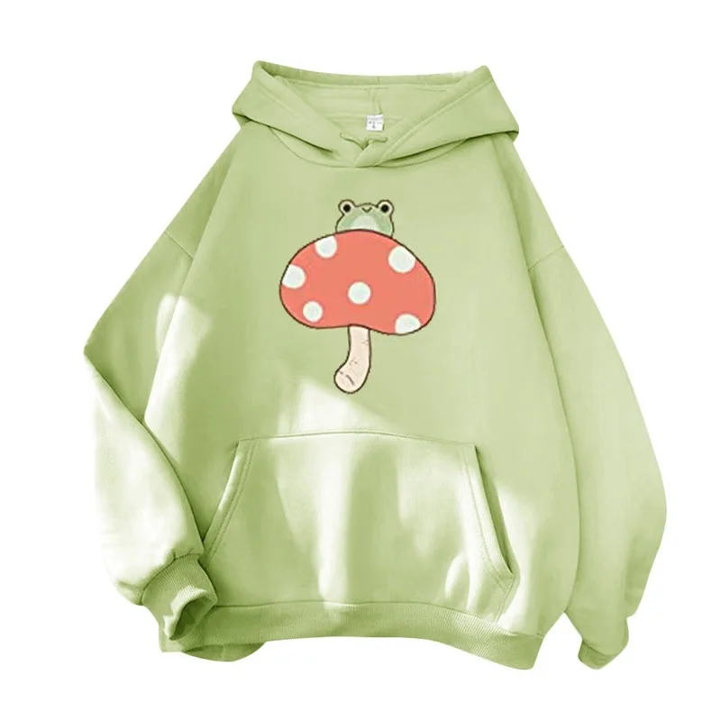 Fashion Women Korean Hoodie Graffiti Print Mushroom Frog Hoodie Sweatshirt Y2k Men's Hip Hop Fleece New Women Hooded Suit Tops