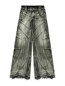 HOUZHOU Y2k Streetwear Punk Hip Hop Jeans mujeres Grunge holgado pantalones vaqueros rasgados gótico Vintage desgastado pantalones vaqueros de pierna ancha gótico