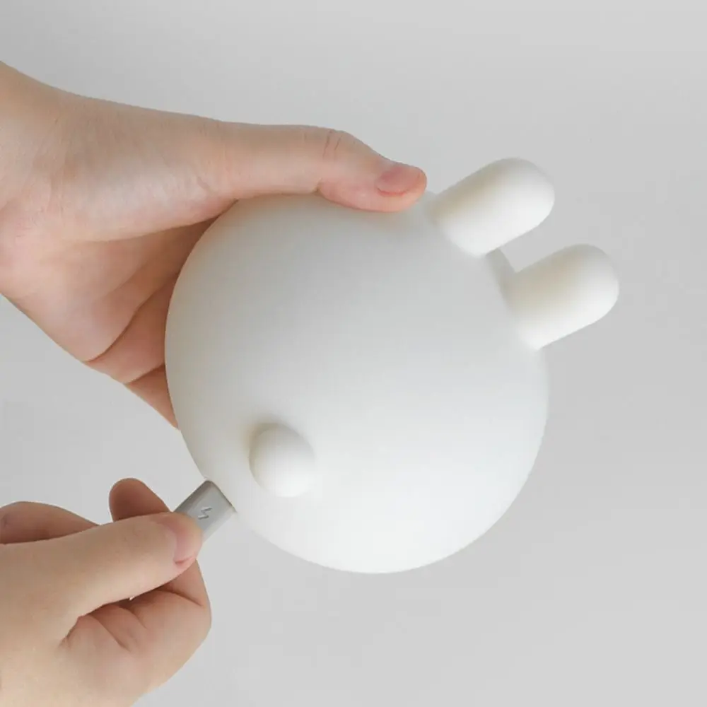 Touch Sensor Silicone Rabbit Night Light Cartoon Timing Sleeping Lamp Creative USB Charging Bedside Pat Light Eye Protection