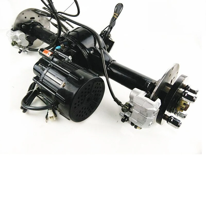 High-efficiency electric three-wheel disc brake, rear axle modification with differential electric drive motor