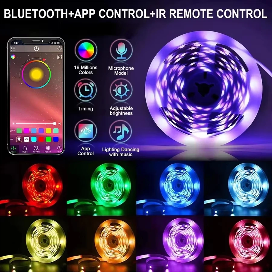 الذكية LED شرائط مصباح LED عيد الميلاد الديكور الإنارات RGB USB 5050 الموسيقى مزامنة شريط مرن APP التحكم عن بعد لغرفة الألعاب