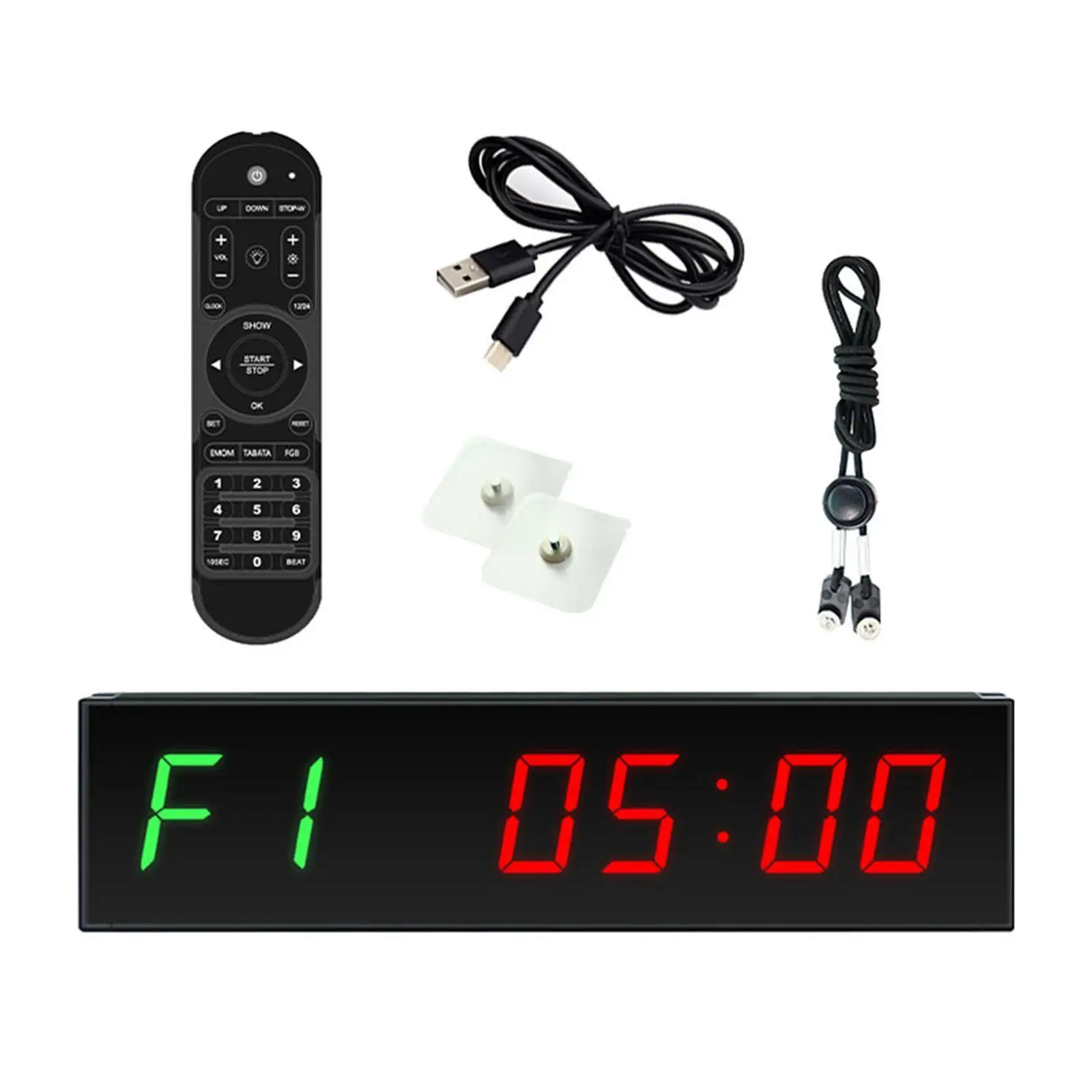 LED Gym Timer Stopwatch Wall Mount Countdown Clock for Interval Training Remote Control Aluminum Alloy Home Workout