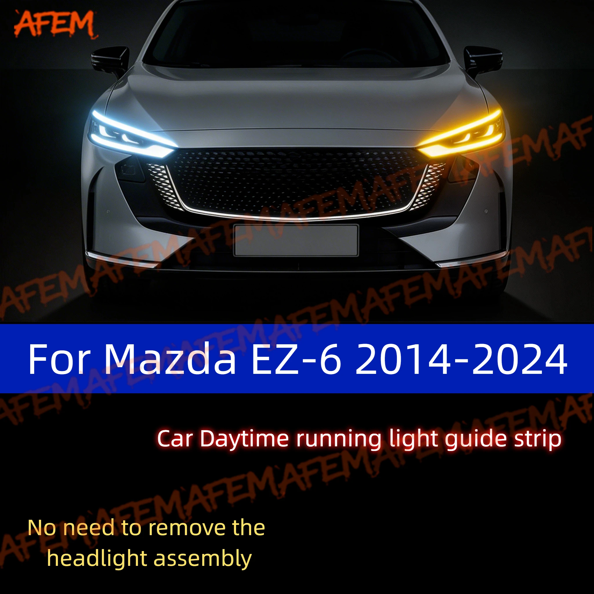2pcs Car DRL Daytime Running Light Start Scan Style Sequential Flowing Turn Signal Light Ultra-Thin LED For Mazda EZ-6 2014-2024