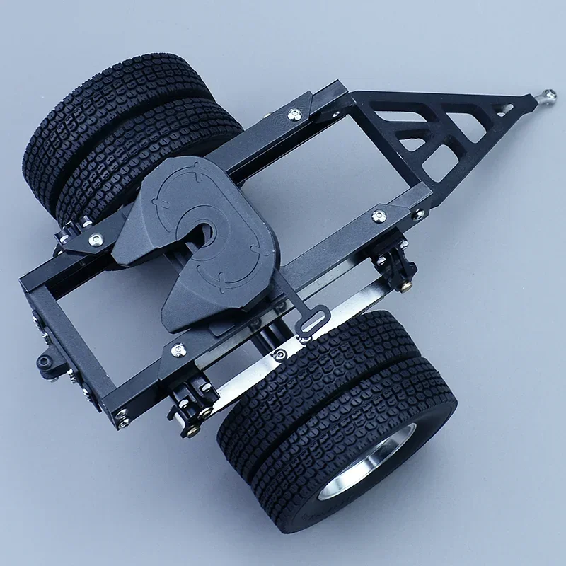 Simulation 1/14 All Metal 1&2 Axles Trailer with Traction Fifth Wheel for Tamiya 1/14 RC Truck SCANIA 770S VOLVO FH16 MAN Car