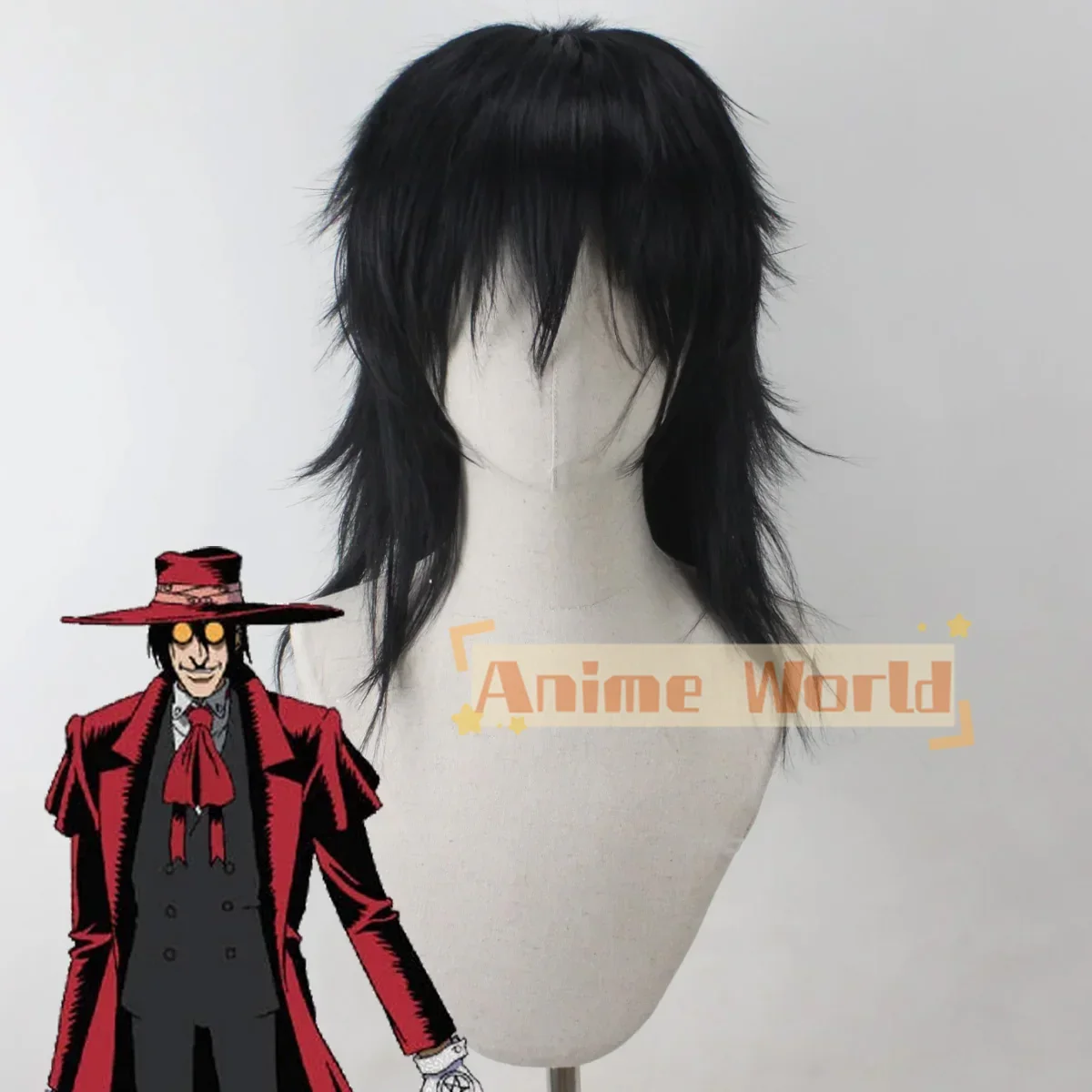 

Anime Game Hellsing Alucard Black Cosplay Wig Halloween Christmas Woman Men Adult Wig