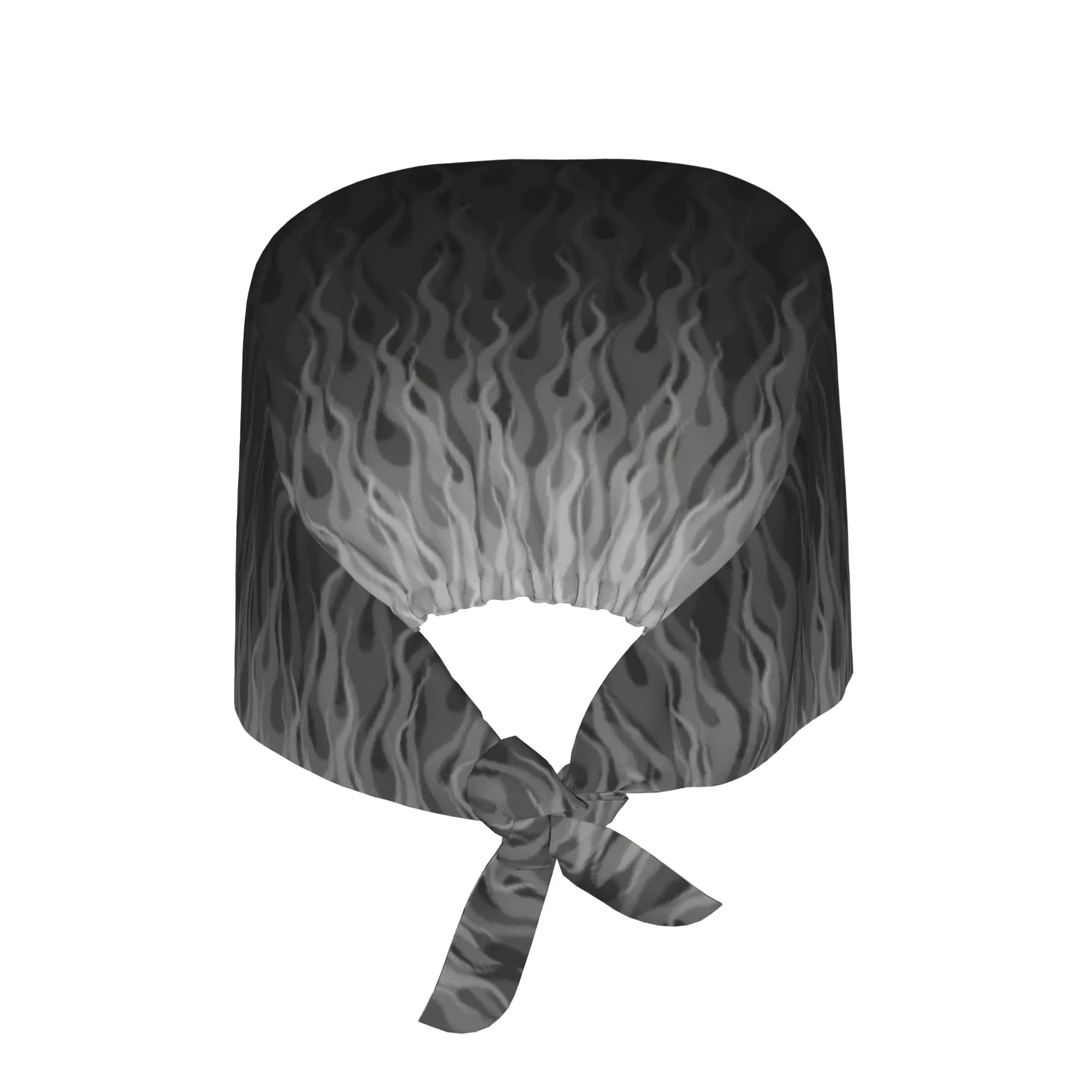 Custom Black and White Burning Flames Scrubs Cap Surgical Hats Women Men  Operating Room Cap Nursing Cap Lab Works Hat
