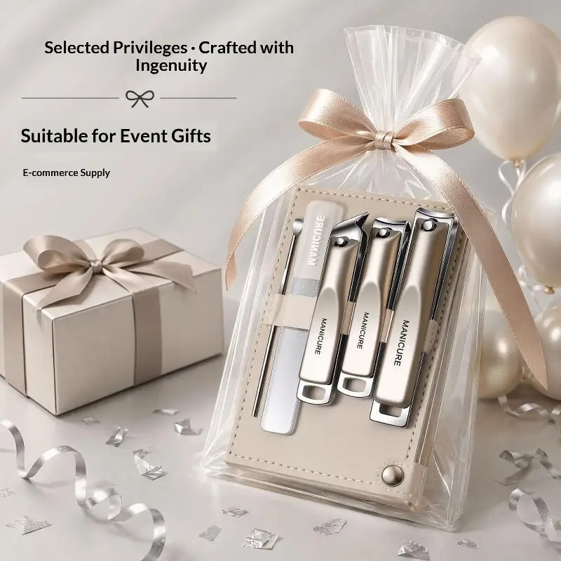 Easy Storage Nail Clippers Set 5/10 PCS Rotating Leather Bag Pro Trimmer for Manicure Pedicure Foot Nail Care