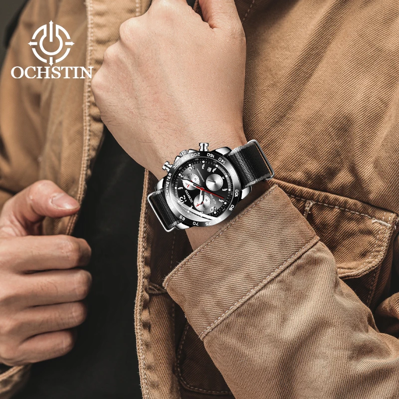 OCHSTIN2024 cross-border hot models creative nylon series multi-function quartz core fashion trend men's quartz watches