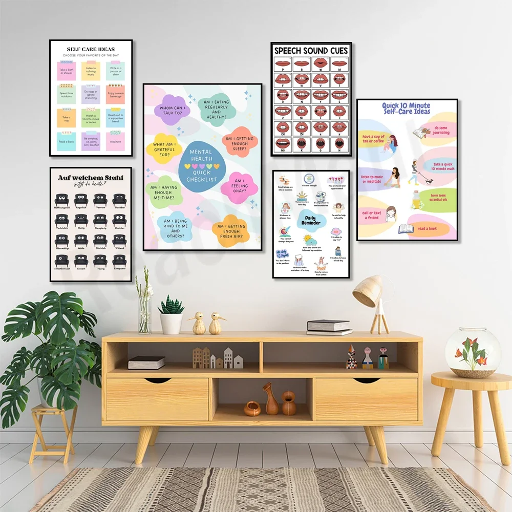 Speech sound prompts, speech therapy poster, psychology therapy poster, mental health print, self care mindset print