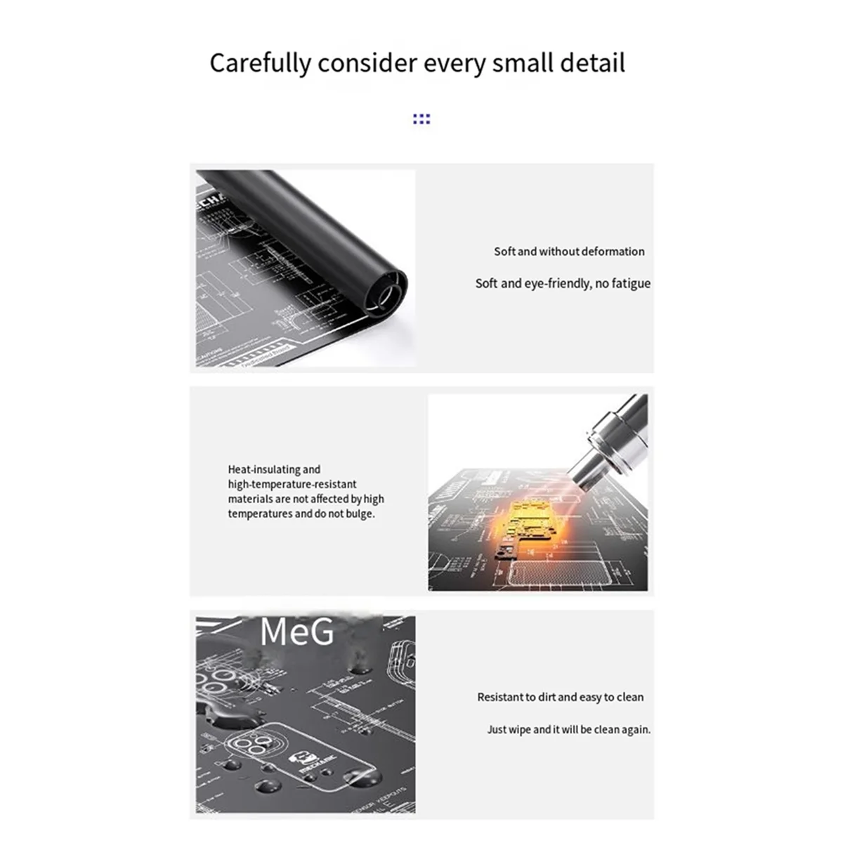 A83Z  V78 Multi-Function Repair Working Mat for Mobile Phone Maintenance Soft Heat Insulation Motherboard Fixing Pad