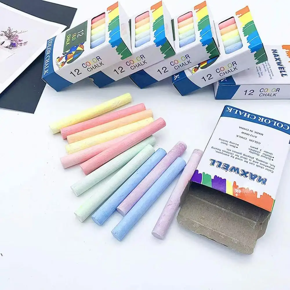 

12 pcs/Lot Dustless Chalk Pen Drawing Chalks For Blackboard 6 Colors Stationary Office School Supplies Accessories