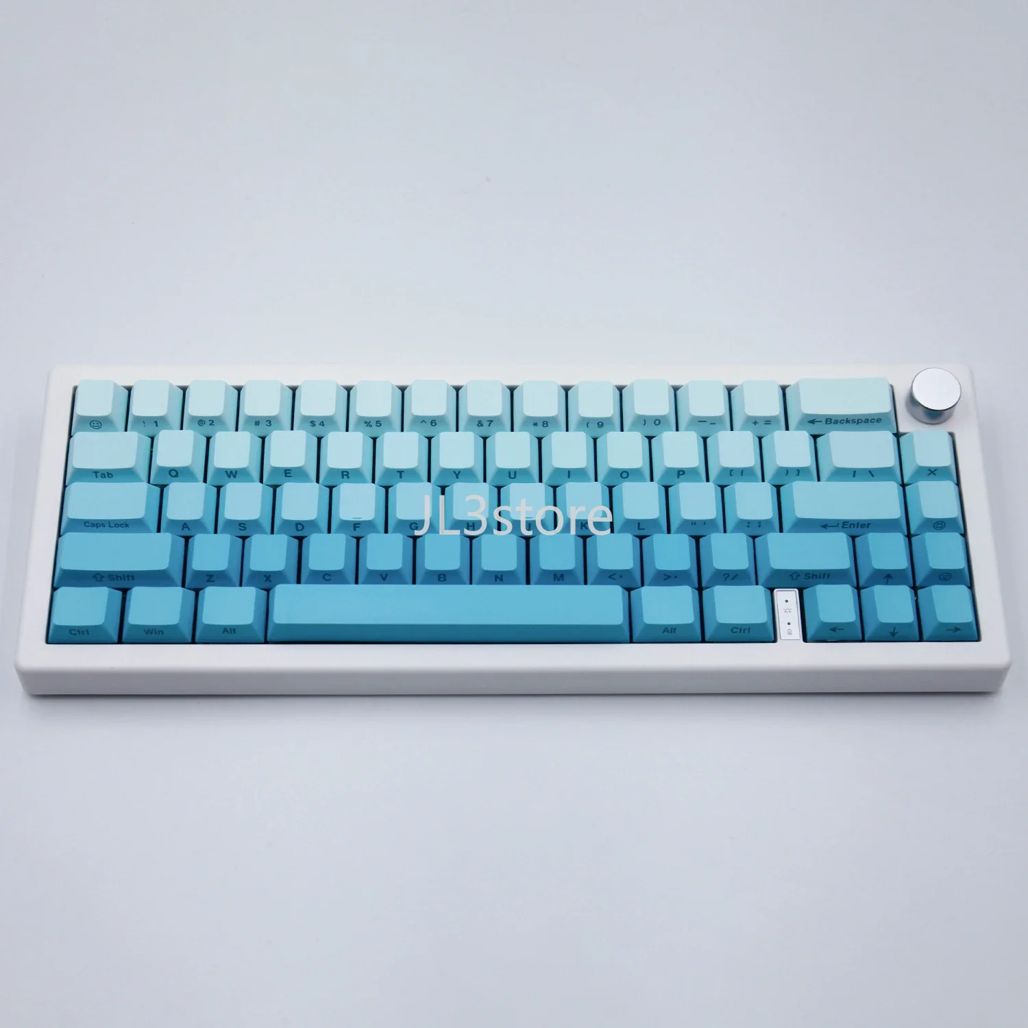 Side engraved keycap factory gradual change cyan PBT opaque 68/75/87/98/100 mechanical keyboard cap