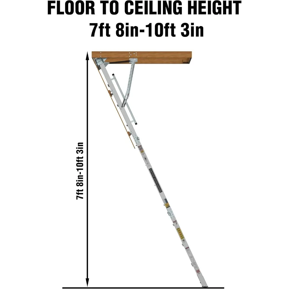 "Escalera de ático extraíble de alta resistencia para techos de 7'8" a 10'3", 22,5"x54", capacidad de 380 lbs"