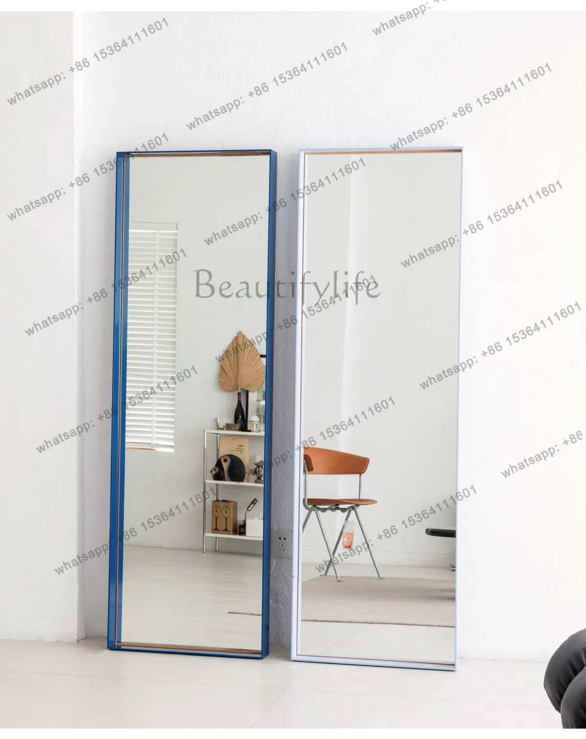 Island mirror landing ultra-clear whole body home clothing store full-length mirror blue