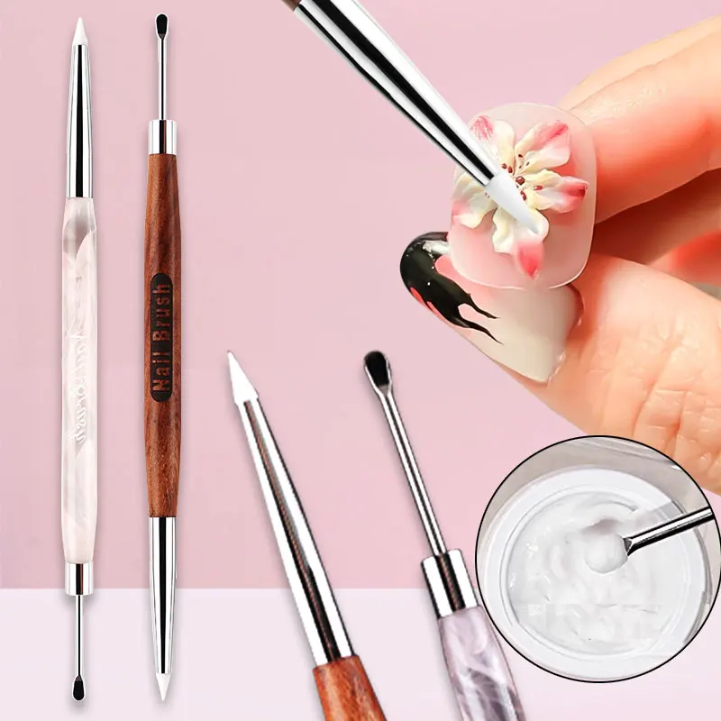 

Dual-end Sculpture Spatula Pen Nail Art Carved Pen UV Gel Polish Tip 3D Carving Flower Painting Pen DIY Sculpture Manicure Tools