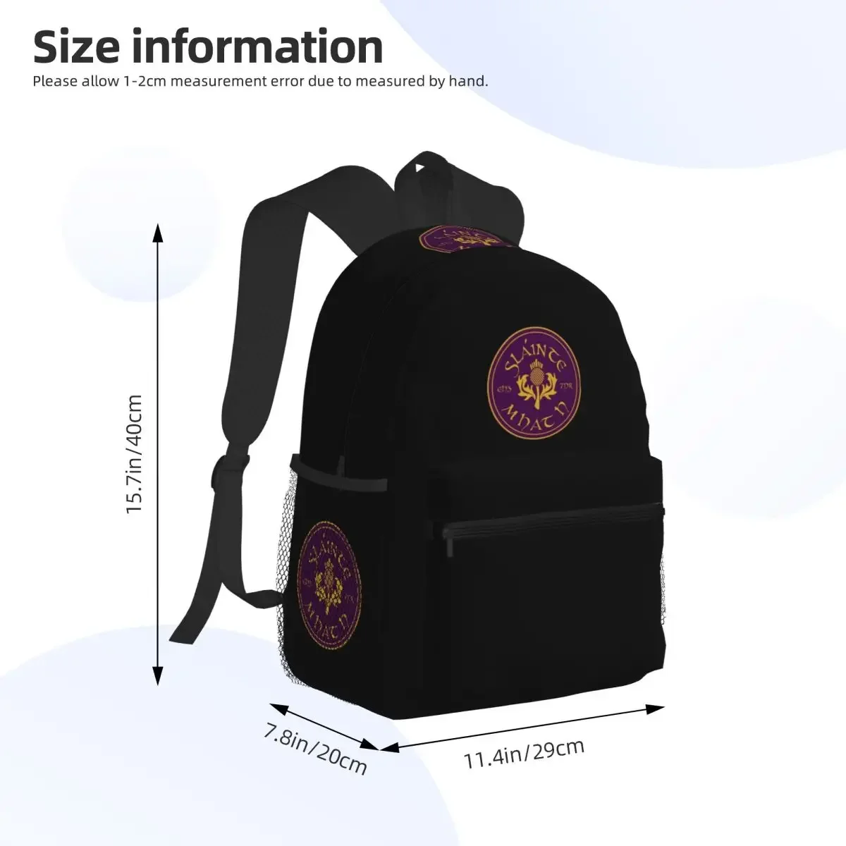 Slainte Mhath Scottish Toast With Thistl Student Backpack School Bag Hiking Travel Daypack for Boys Girls Bookbag Shoulder Bags