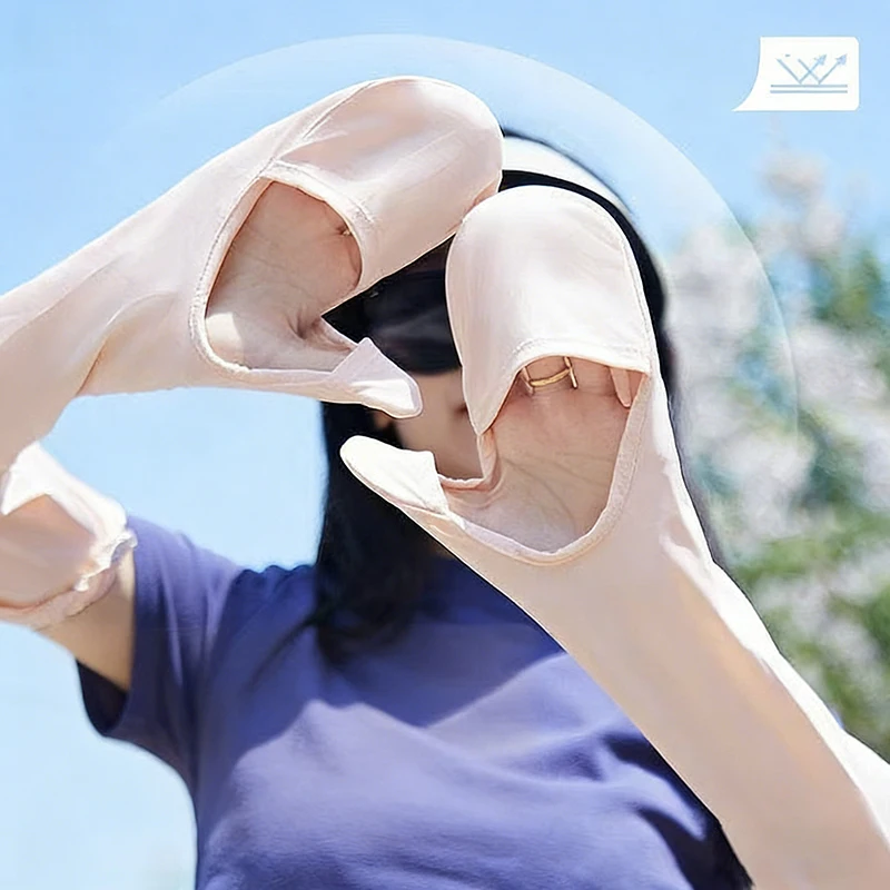 

Летние солнцезащитные рукава для женщин, свободного кроя, дышащие, из ледяного шелка, с перчатками, для вождения, защита от ультрафиолета