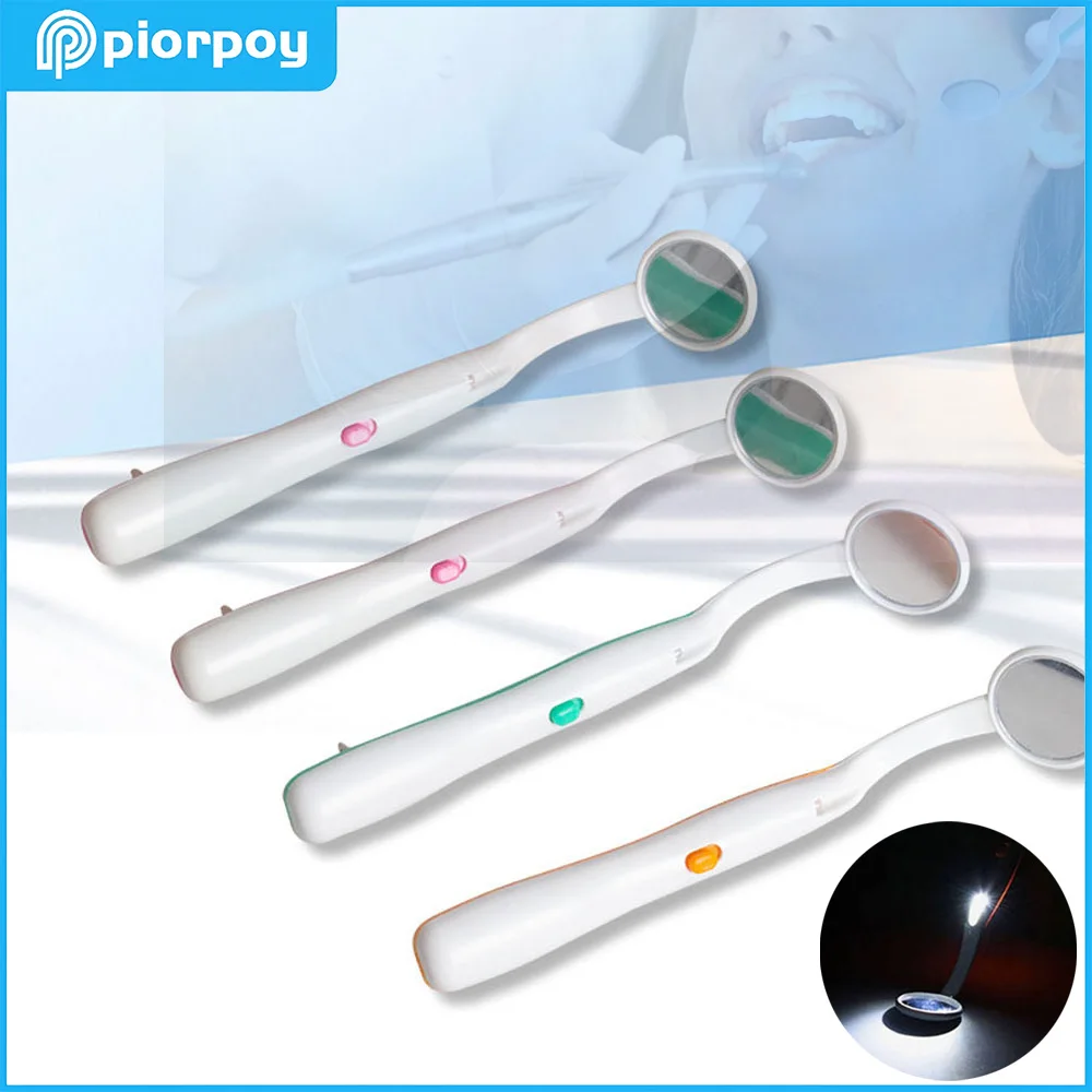 

PIORPOY 1Pc Dentistry Filling Material Kit Dental LED Light Mouth Mirror Oral Super Bright Anti-fog Mouth Mirror Tooth Exam Tool