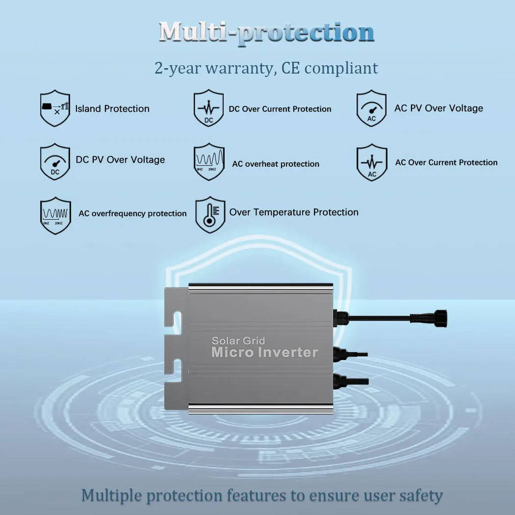 Micro-Onduleur Solaire Plug matchs Play de 500/700/350/180W, Convertisseur d'Massage Solaire Photovoltaïque AC 110/220V