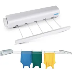 Nylon Wall Mounted Indoor Clothesline Retractable Laundry Hanger Drying Towel Rack Flexible Rope