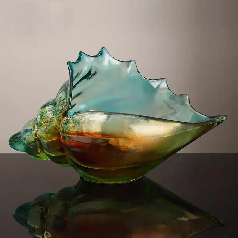 *flo High Quality Modern Handmade Conch Shape Resin Storage Box Creative Translucent Statue Decoration for Living Room Office