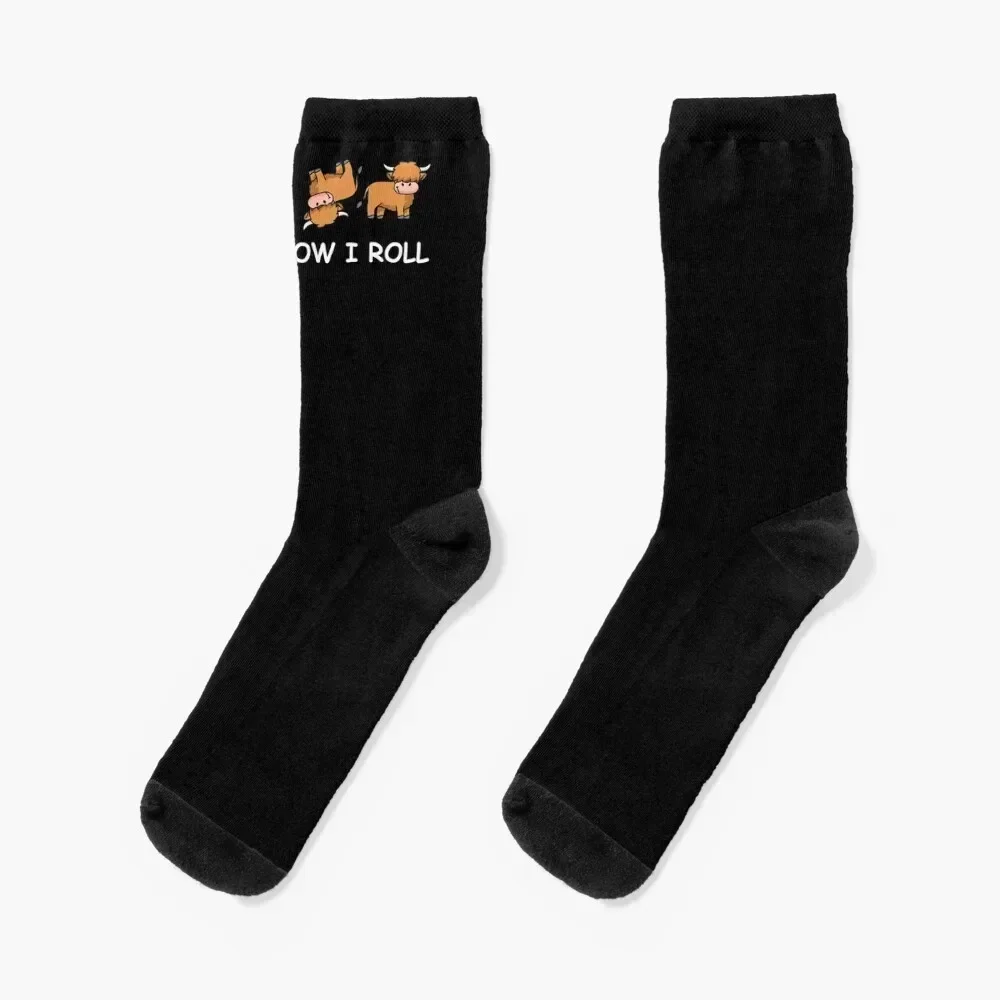 Funny Highland Cow Tshirt Women Men Cow Gifts How I Roll Socks golf moving stockings Running funny gifts Woman Socks Men's