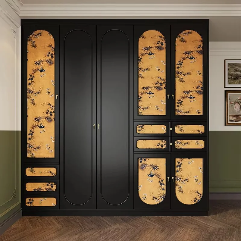 French Cabinet Wooden Closet Bedroom Black Simple Cabinets Storage Wardrobe Organizer Open Armario De Ropa Furniture Home