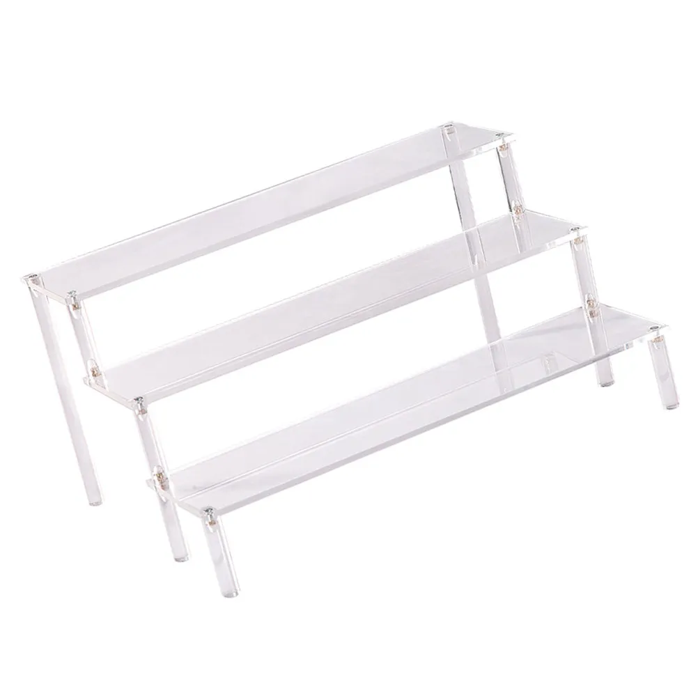 Acrylic 3-Layer Stepped Display Stand Desktop Storage Rack for Makeup Lipsticks Foundations Eyeshadows Blush Bronzer Primer
