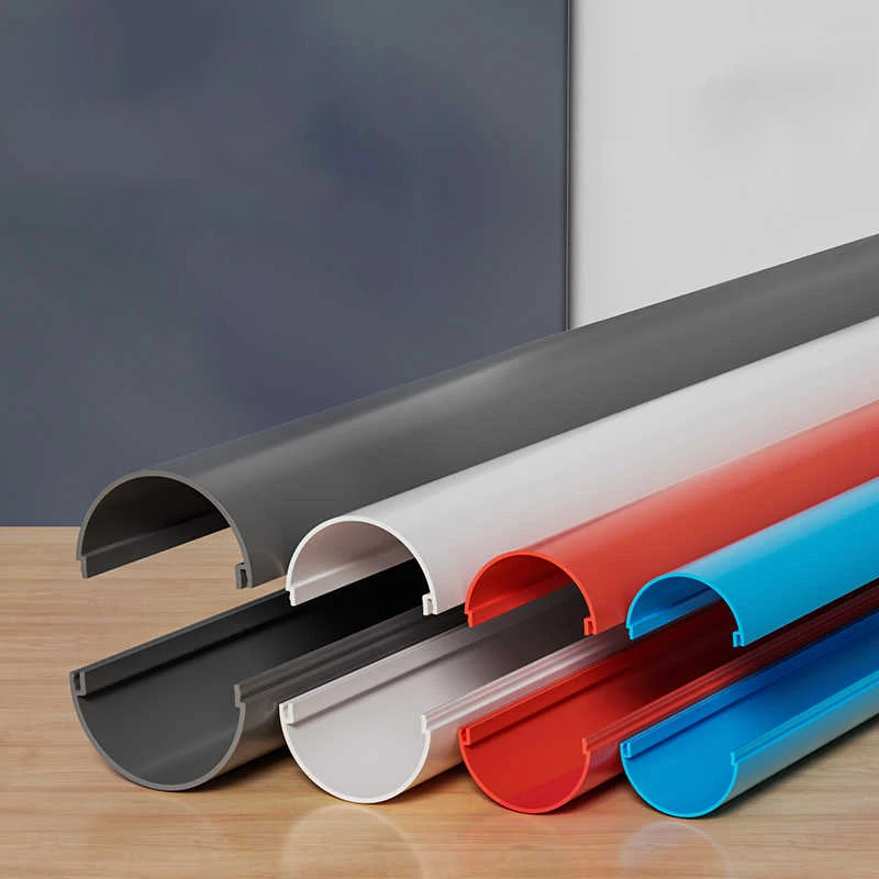1 Meter PVC Two-Piece Buckle Groove Pipe Protective Sleeve for Cable Wire Insulation Round Tube Diameter 32-125mm