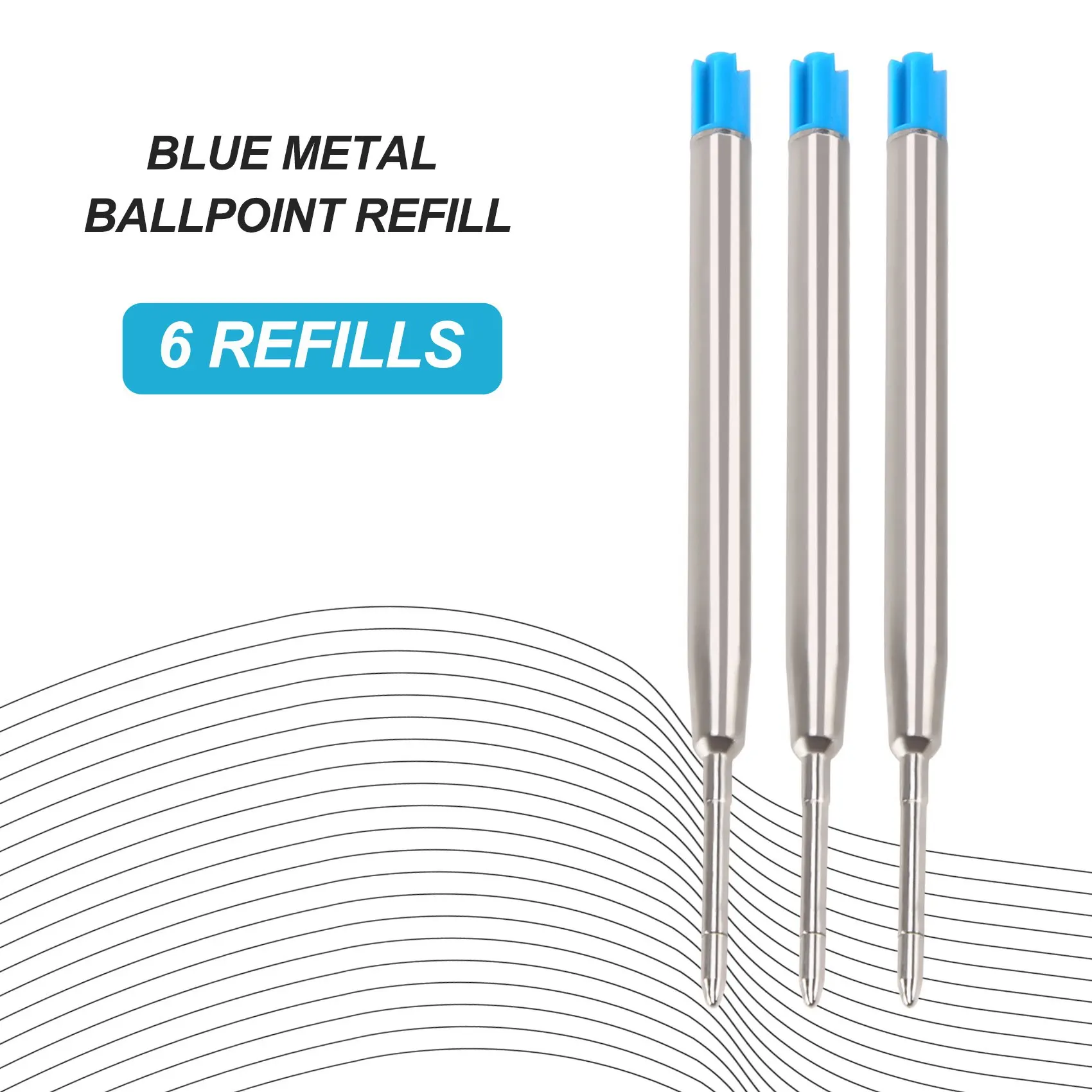 6 сменных стержней для шариковой ручки, 10 см, синие Сменные стержни