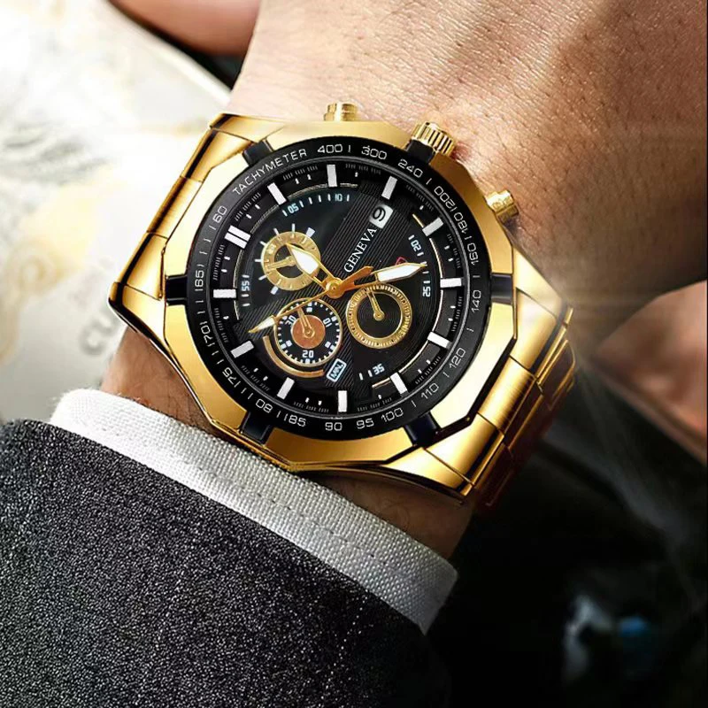 Fashion Mens Sports Watches Luxury Casual Stainless Steel Quartz Wrist Watch Men Business Calendar Watch