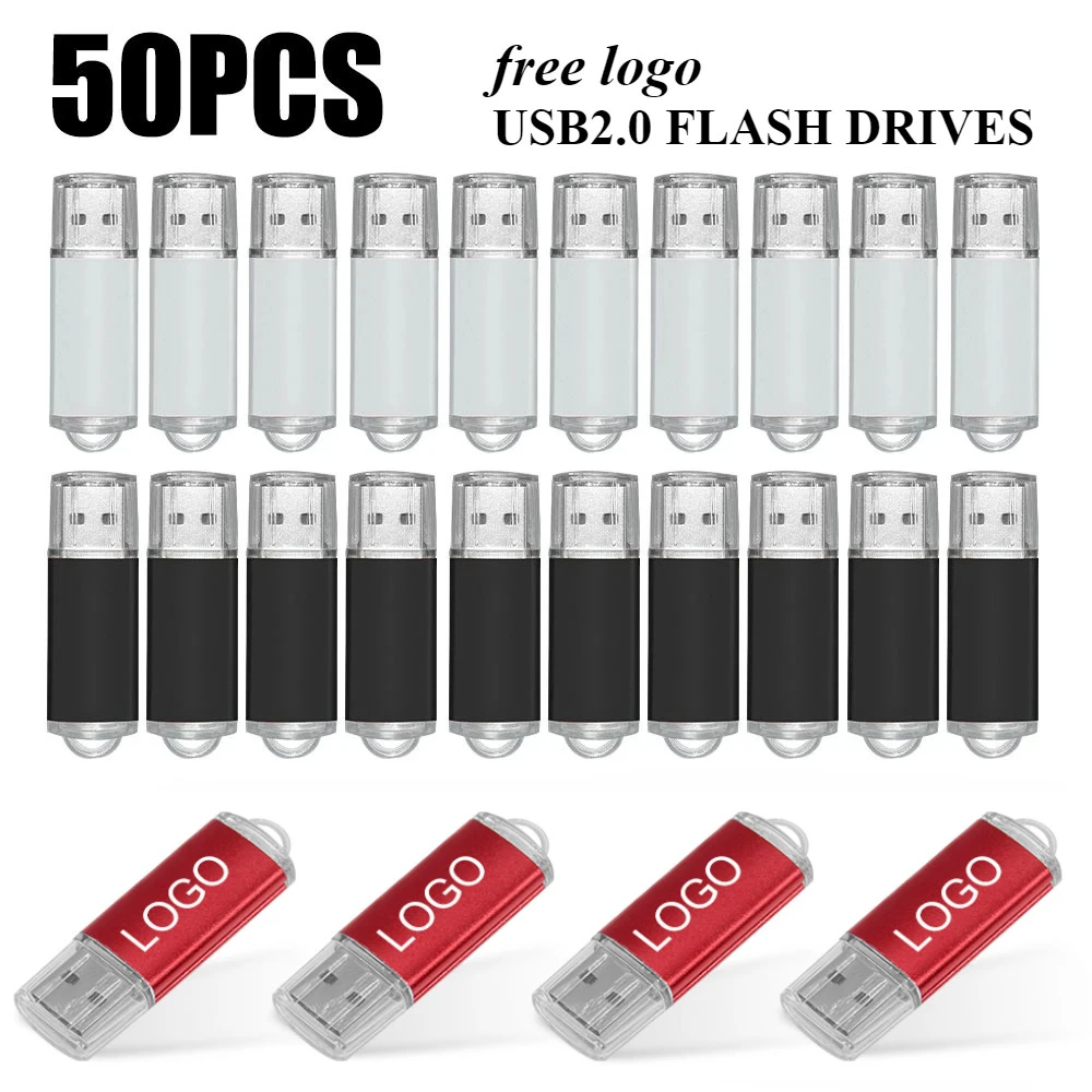 

50pcs Wholesale Price Metal Usb 2.0 Flash Drive 4GB 8GB Usb Pendrive 64GB Memory Stick Free custom Logo Gifts Waterproof U-disk