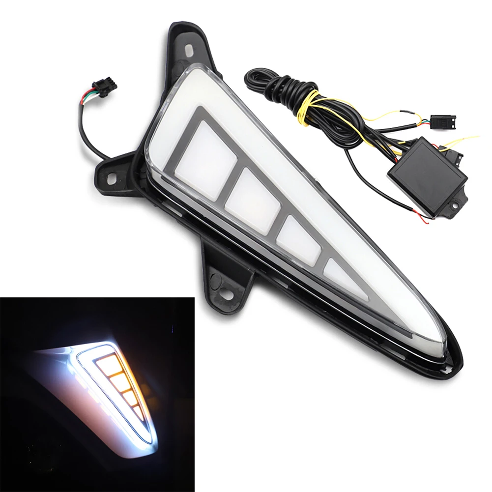 2Pcs Dual Colors Car LED Turn Signal Lamp DRL Daytime Running Lights for Toyota C-HR 2016 2017 2018 2019 2020 CHR 16 17 18 19 20