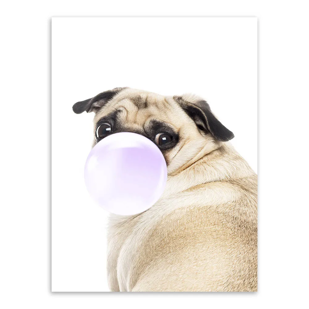 Simple modern fresh and lovely animals blowing bubbles children room decoration painting bedroom study canvas painting poster