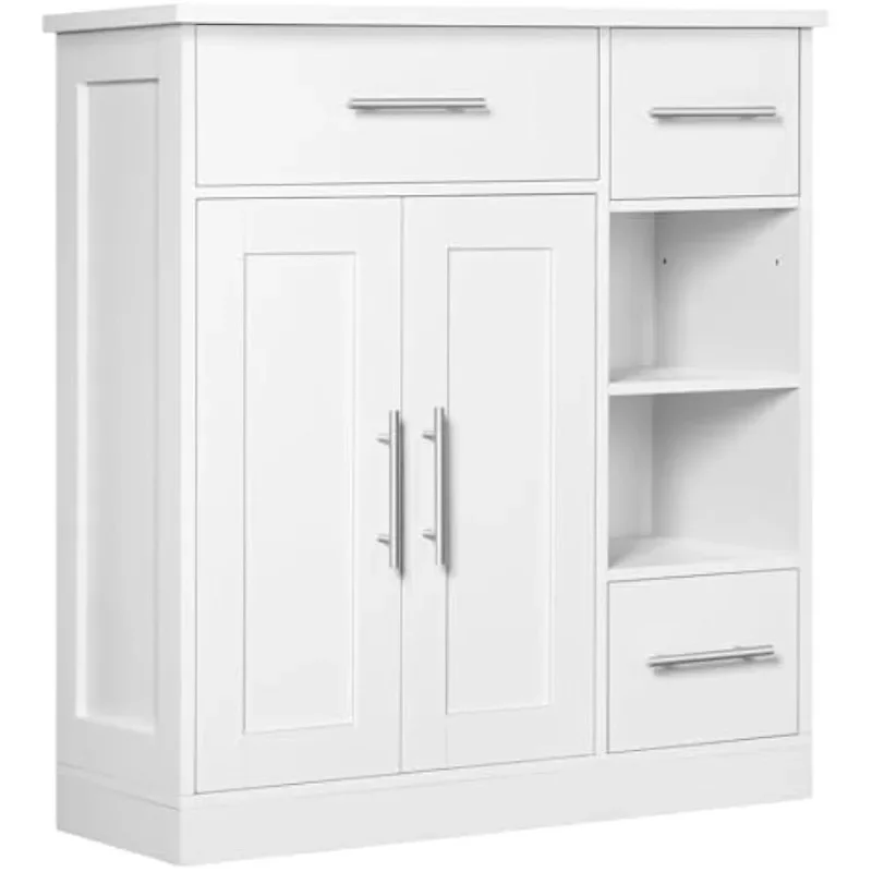 

Freestanding Bathroom Cabinet, Bathroom Storage Cabinet with Drawers, Bathroom Organizer with 2 Adjustable Shelves