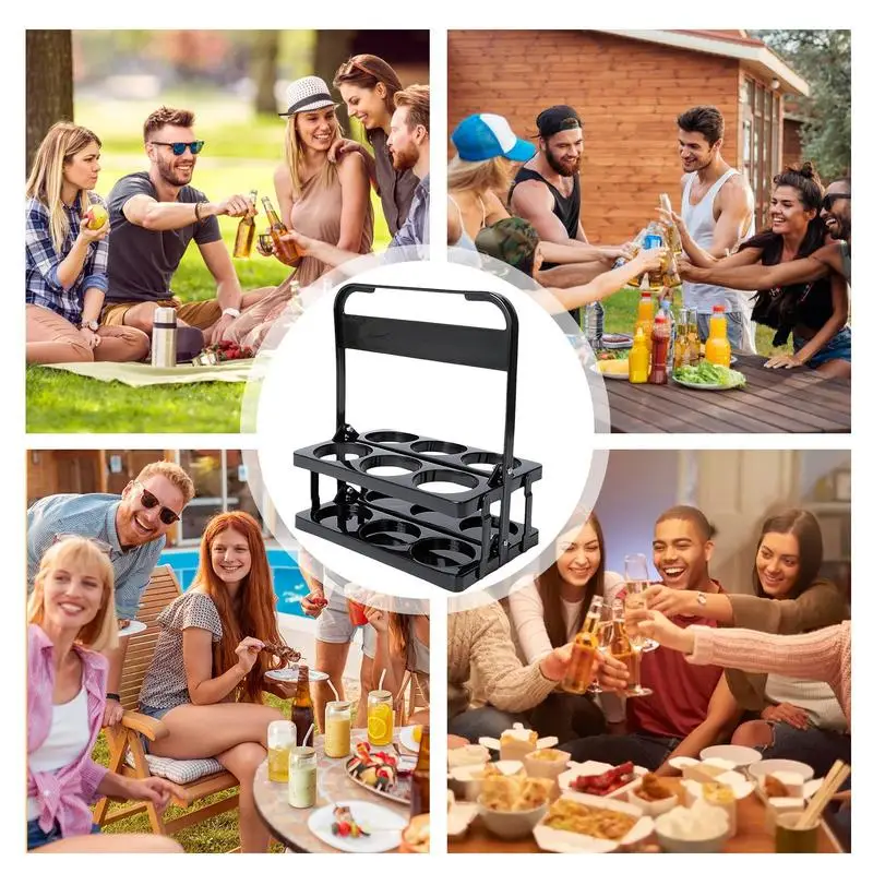 Portador de bebidas reutilizable con asa, contenedor plegable para Picnic, barbacoa, Catering, 6 botellas