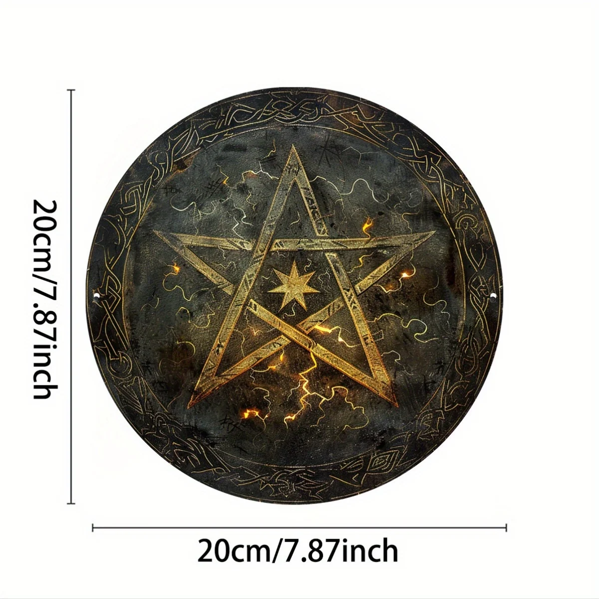 Witchcraft Pentagram Aluminum Foil Engraving Sign, Vintage Star Design Wall Art, Witchcraft Altar Decor, Hawaiian Gift, Quirky G