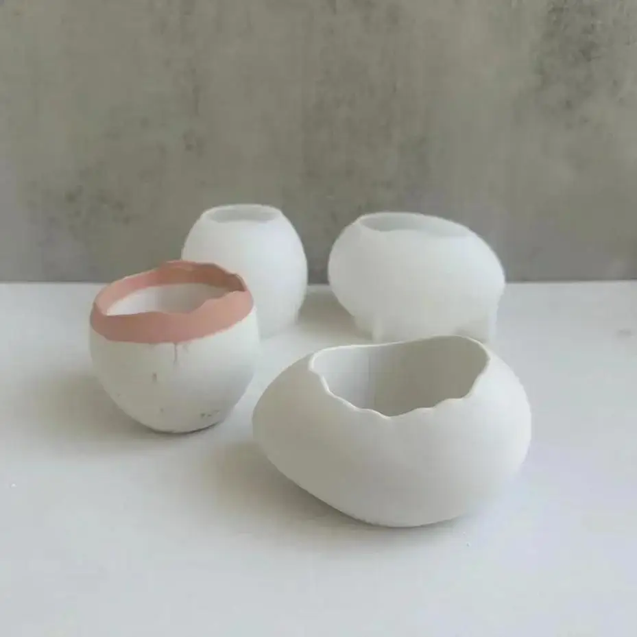 Gips-Handform für Ei-förmigen Blumentopf, Silikonform für Eierschalen-Kerzenhalter, Sukkulenten-Pflanzgefäß, Beton-Zubehör