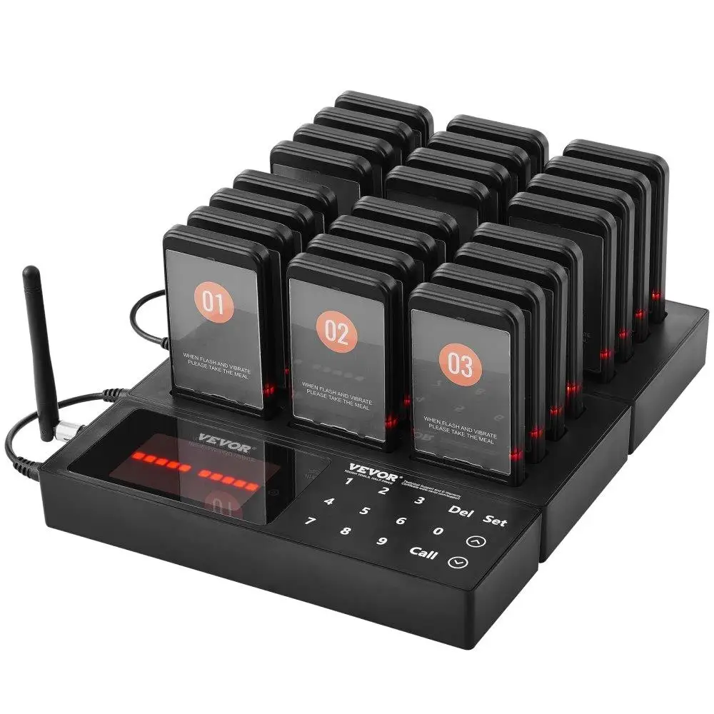 

Wireless Range Restaurant Pager System 400m Guest Calling Beeper with Vibration Flashing 24 Buzzers for Truck Church