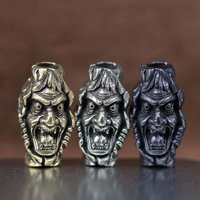 

Fierce Old Man Brass Knife Beads Punk DIY Paracord Bracelets Accessories Outdoor EDC Tool Umbrella Rope Woven Lanyard Pendants