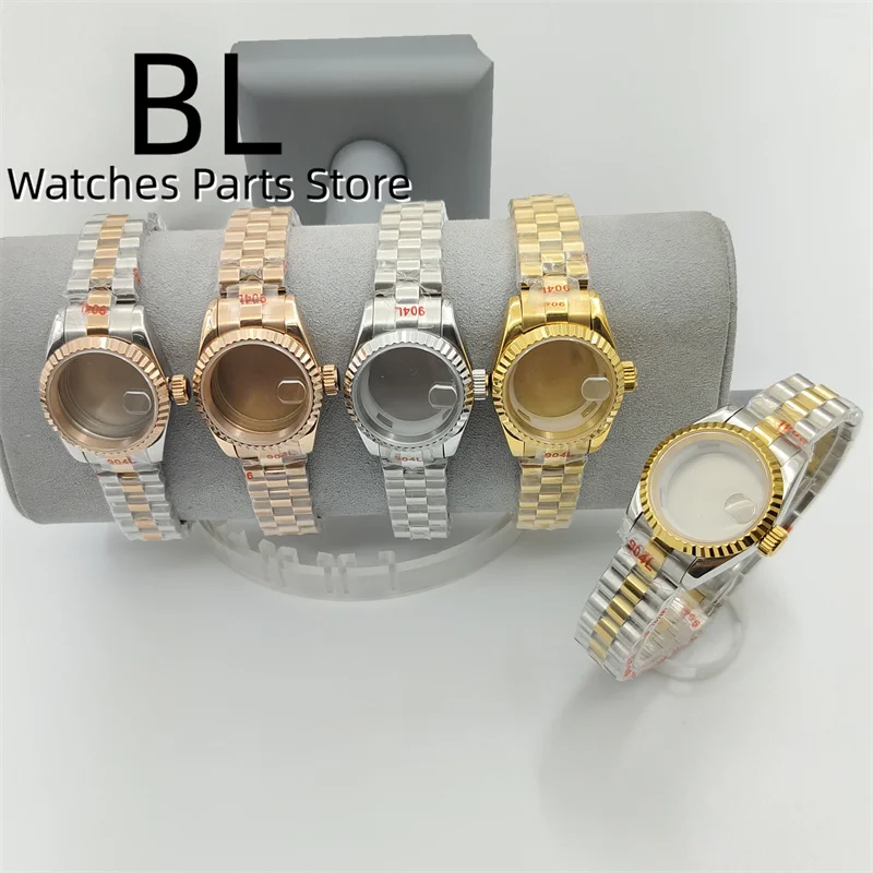 BLIGER 26mm NH05 NH06 Watch Case Silver Gold Rose Gold Jubilee With Pearl Dial Hand Set For Ladies Watch Date Sapphire Glass