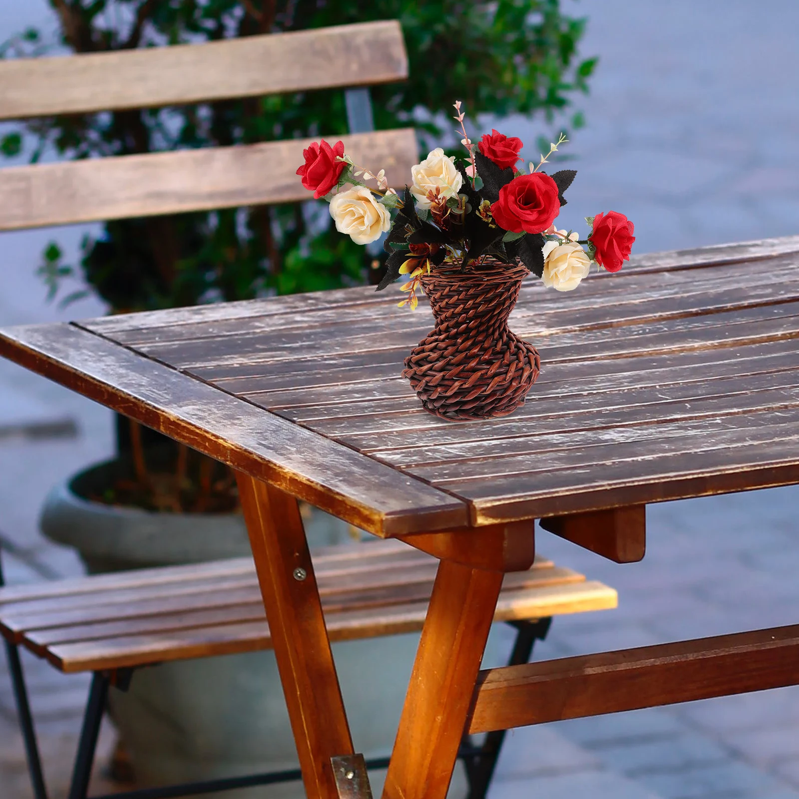 

Woven Flower Vase Dried Decorative Holder Simple Plant Artificial Vases Small Wicker Wedding Plastic Home Garden Party